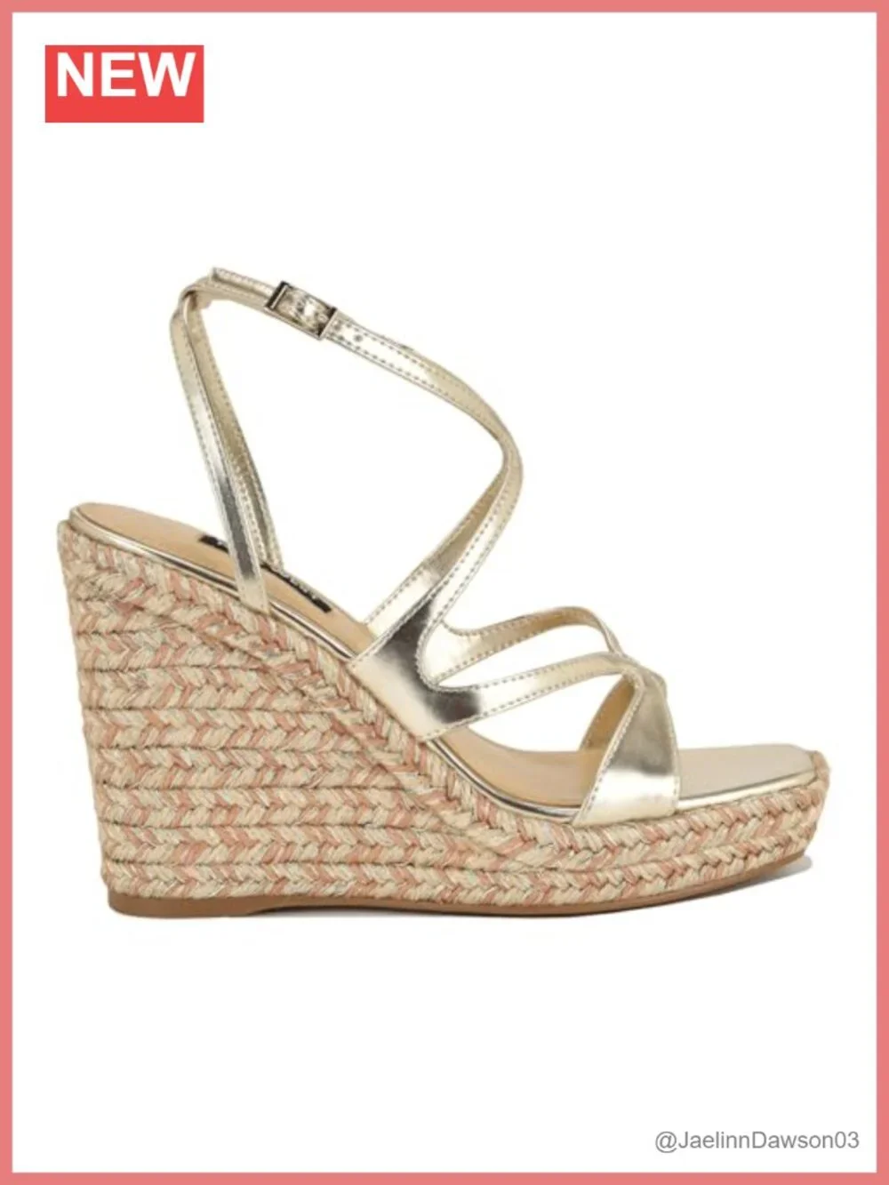 Nine West Adriane Strappy Wedge Sandals Faux Leather Square Toe